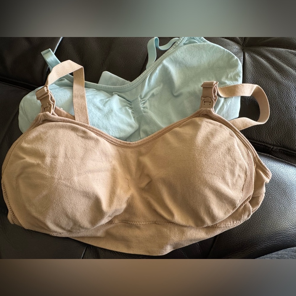 Isabel Maternity Tan and Light Blue Bras